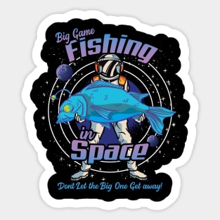 Funny Big Game Fishing in Space Design Sticker